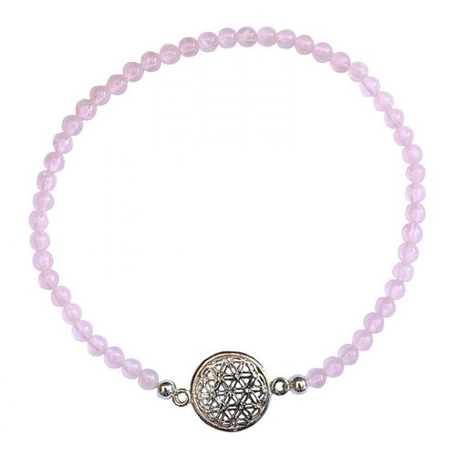 Bracelet en argent 925 & quartz rose, Fleur de vie