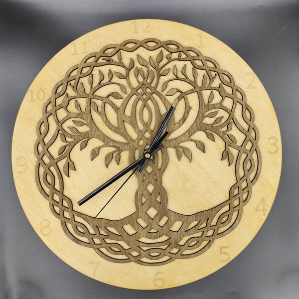 Horloge en bois - Arbre de vie celtique